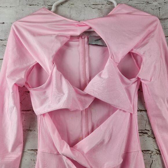 Coperni Cut Out Jersey Dress in Light Pink Small Long Sleeve Barbiecore Mini - Picture 5 of 14